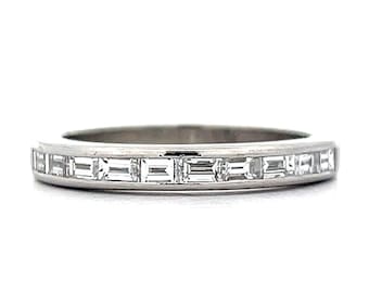 Men's Baguette Diamond Wedding Band in Platinum