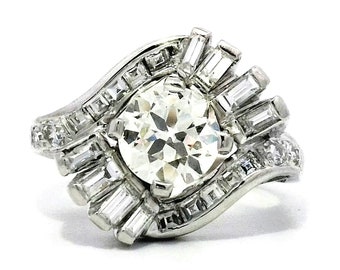 0.75センターカラット、GIA認定エメラルドカットダイヤモンドリング