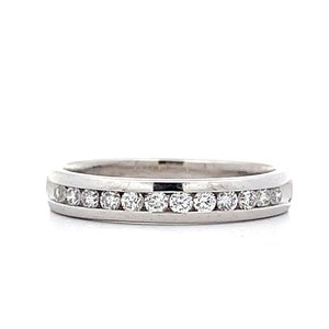Estate Channel Set Diamond Wedding Band in 14k White Gold