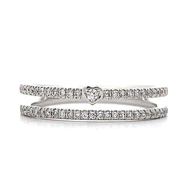 Double Pave Diamond Open Stacking Ring in White Gold