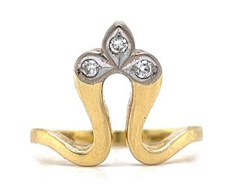 Half Fleur De Lis Diamond Ring in 18k Yellow Gold