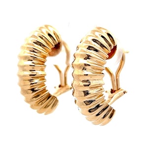 Chunky Textured Half Hoop Earrings in 14k Yellow Gold