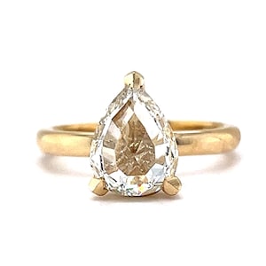 1.72 Carat Solitaire Rose Pear Cut NATURAL Diamond J/VS2 Engagement Ring in 14k Gold