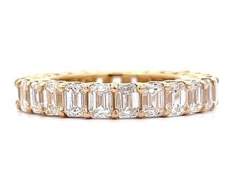 5.00 Ct Emerald Cut Diamond Eternity Band in 18k Yellow Gold