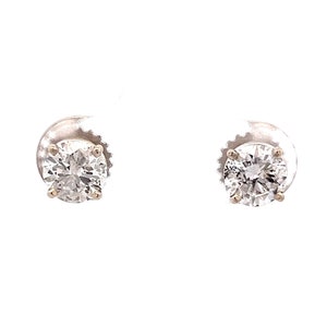 1.44 Carat Stud Natural Diamond Earrings in 14k White Gold