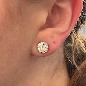 5.17 Carat Round Brilliant Cut Diamond K/I1 Earring Studs in 18k White Gold