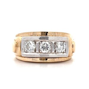 Vintage Herren Drei Stein Diamant Ring aus 14k Gold