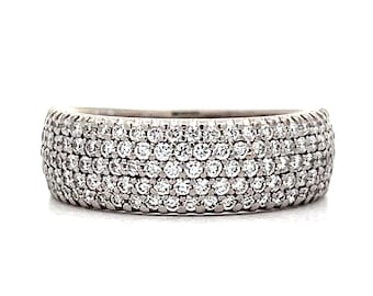 Wide Pave Diamond Band in 14k White Gold
