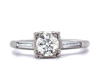 Anillo de compromiso de diamantes con solitario Art Déco vintage
