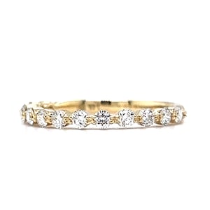 Round Brilliant .52 Natural Diamond Wedding Band in 14k Yellow Gold