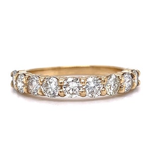 1.28 Carat Diamond Half Eternity Wedding Band in 14k Yellow Gold