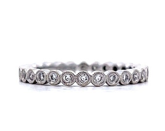 Bezel Set Eternity Wedding Band in 14k White Gold