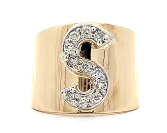 S Shaped Diamond Cocktail Ring in 14k Yellow Gold