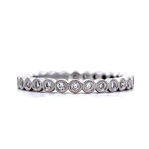 Bezel Set Eternity Wedding Band in 14k White Gold