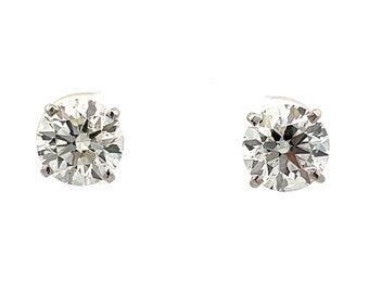 3.00 Carat Natural Diamond Stud Earrings in 14k White Gold