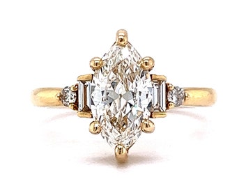 2 Carat Marquise Cut Diamond Engagement Ring in 14k