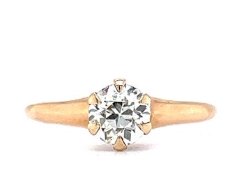 Solitaire Victorian Diamond Engagement Ring in 14k Yellow Gold