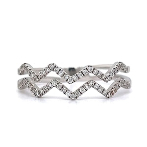 Diamond Chevron Wedding Band in 18k White Gold