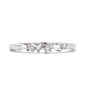 Stacking Baguette Diamond Wedding Band in White Gold