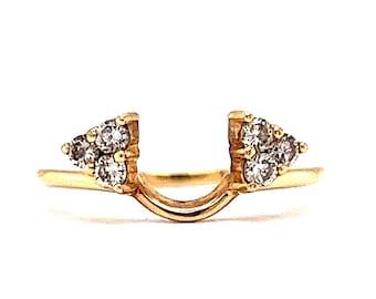 Yellow Gold Cluster Diamond Wedding Ring Guard in 14k