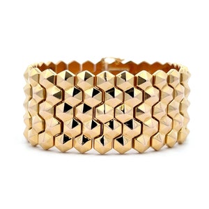 Wide Studded Bracelet in 18k Yellow Gold