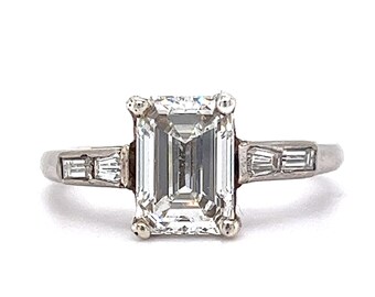 GIA Emerald Cut Diamond Engagement Ring in Platinum