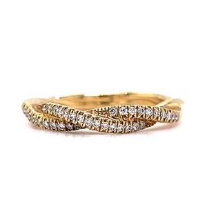 Twisted Diamond Wedding Band 14k Yellow Gold