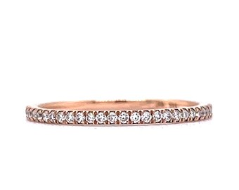 Thin Half-Eternity Diamond Wedding Band in 14k Rose Gold