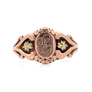 Antique Victorian Signet Ring in 10k Rose & Yellow Gold