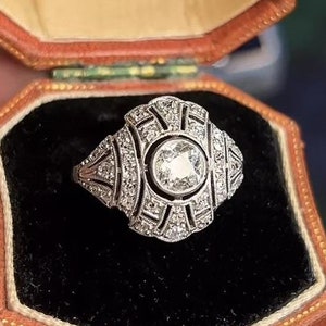 Bezel Set Old European Diamond Cocktail Ring in Platinum