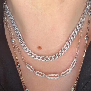 5 Carat Natural Diamond Chain Necklace in 18k White Gold