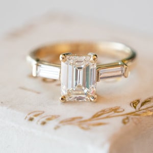 1.57 Carat GIA Emerald Cut Engagement Ring in 14k Yellow Gold