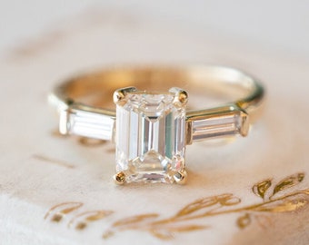 1.57 Carat GIA Emerald Cut Engagement Ring in 14k Yellow Gold