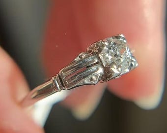 Filigree Vintage Diamond Engagement Ring Art Deco 18k