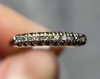 Retro Zweifarbiger Single Cut Diamant Ehering in 14k