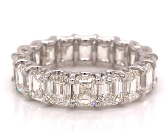 Emerald Cut Diamond Eternity Band in 18k White Gold