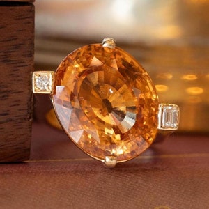 Bague cocktail 23,45 carats grenat spessartite en or 18 carats
