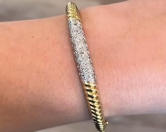 Pulsera trenzada con diamantes de 2,30 quilates en oro de 18 k