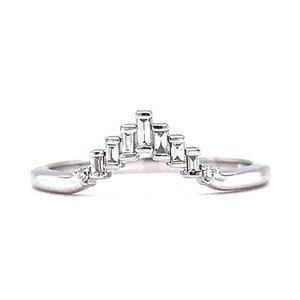 Baguette Cut Contoured Diamond Wedding Band in 14k White Gold