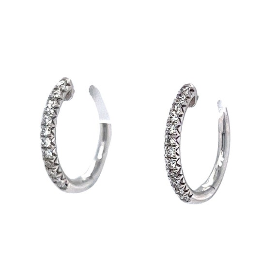 Diamond Hoop Earrings in 14k White Gold - image 1