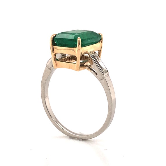 Step Cut Emerald and Diamond Ring in Platinum & 1… - image 6