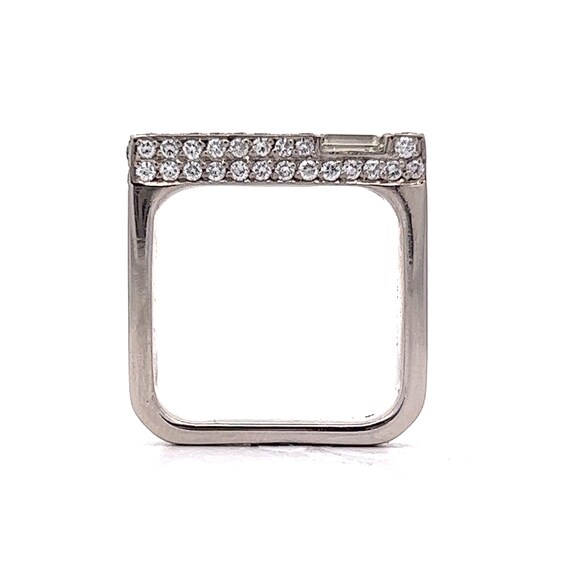 Diamond Stacking Square Bar Ring in Platinum - image 5