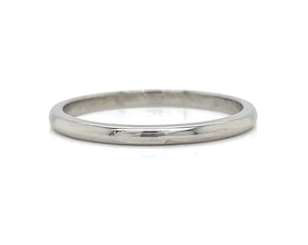 Thin Rounded Wedding Band in Platinum