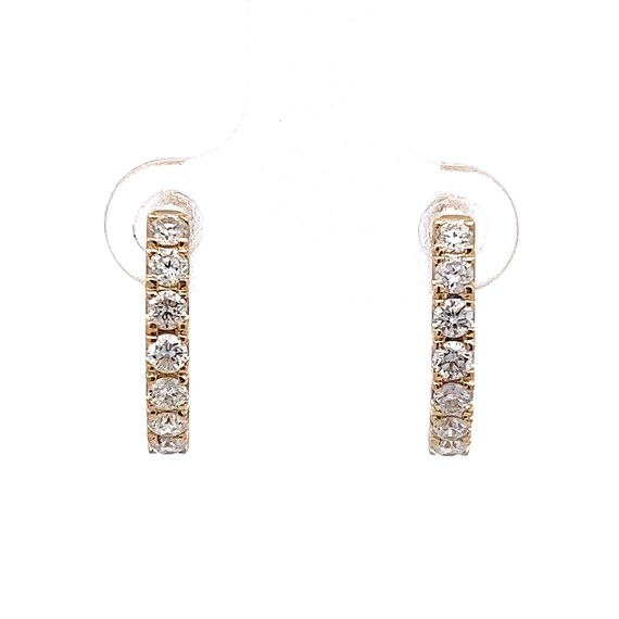 Diamond Hoop Earrings .66 Carats in 14k Yellow Go… - image 2