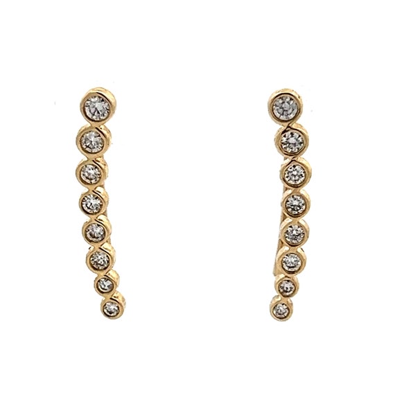 Bezel Diamond Climber Earrings in 14k Yellow Gold
