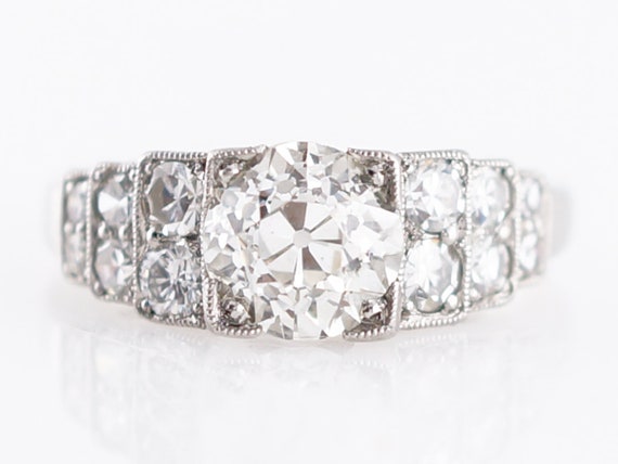 Vintage ART DECO Diamond STEP Engagement Ring in P