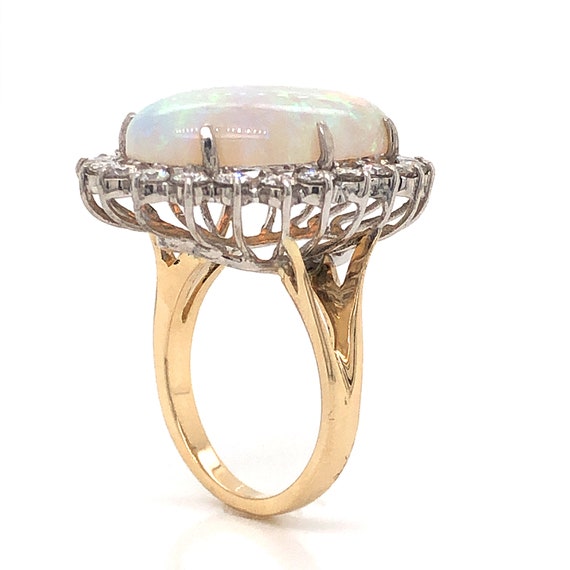 Vintage Opal & Diamond Cocktail Ring in 14k Gold - image 8