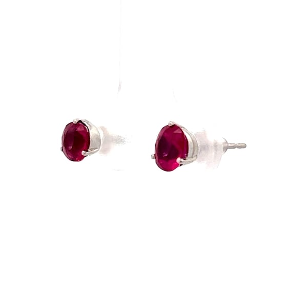 Ruby Stud Earrings in Platinum - image 4