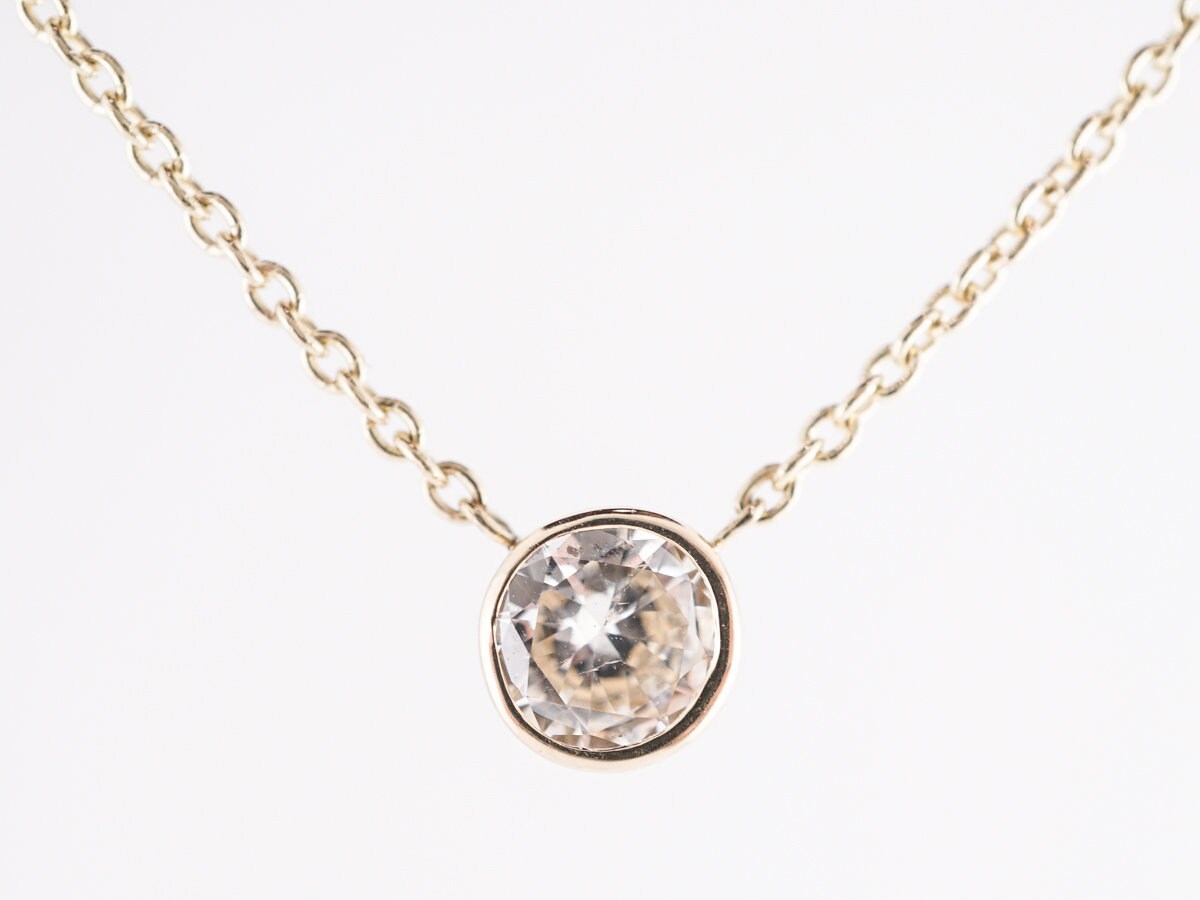 Bezel Set Diamond Pendant in 14k Yellow Gold Etsy