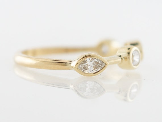 Marquise & Round Brilliant Cut Diamond Ring in Ye… - image 3
